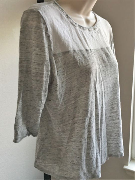 Maison Scotch SMALL Two-Tone Gray and White Tee