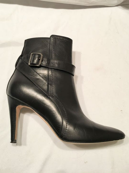 Manolo Blahnik Size 6.5 Black Leather Ankle Boots - RETAILED AT $1,100
