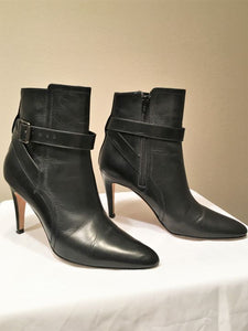 Manolo Blahnik Size 6.5 Black Leather Ankle Boots - RETAILED AT $1,100