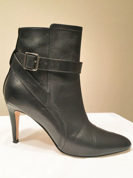Manolo Blahnik Size 6.5 Black Leather Ankle Boots - RETAILED AT $1,100