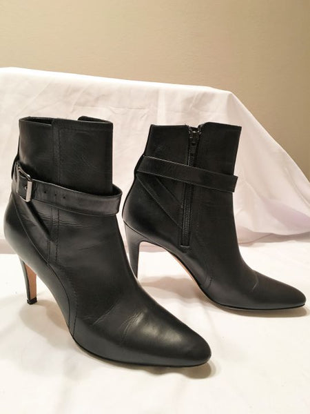 Manolo Blahnik Size 6.5 Black Leather Ankle Boots - RETAILED AT $1,100