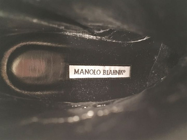 Manolo Blahnik Size 6.5 Black Leather Ankle Boots - RETAILED AT $1,100