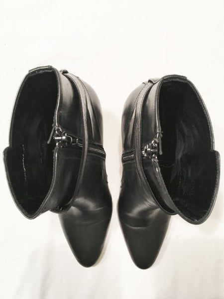 Manolo Blahnik Size 6.5 Black Leather Ankle Boots - RETAILED AT $1,100