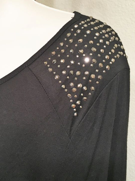 Michael Kors MEDIUM Black Top Rhinestone Shoulders