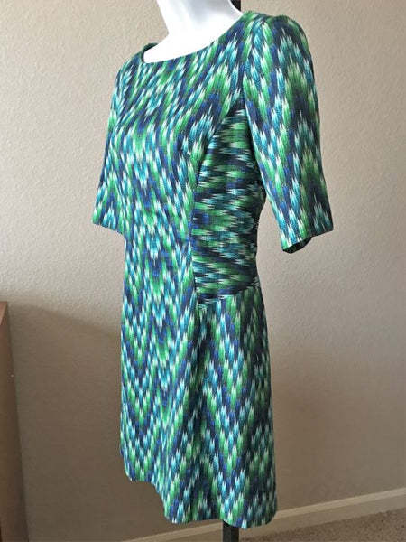 Milly Size 2 Blue and Green Pattern Dress
