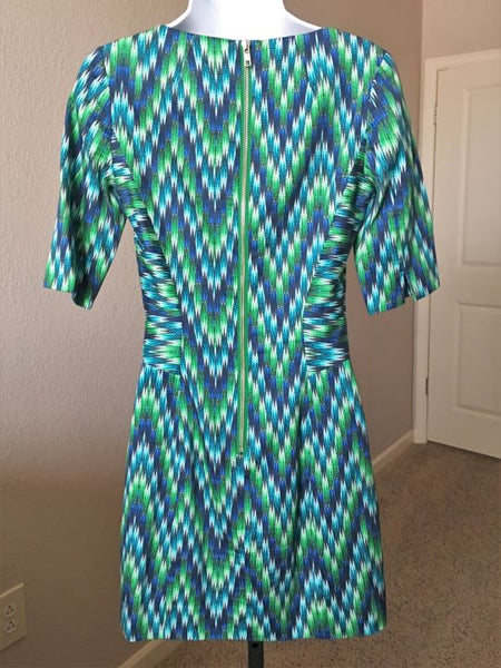 Milly Size 2 Blue and Green Pattern Dress