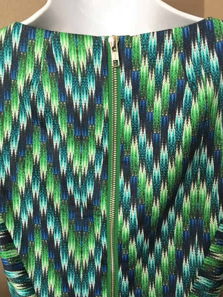 Milly Size 2 Blue and Green Pattern Dress