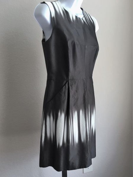 Milly Size 4 Dark Gray Dress with White Ombre Stripes