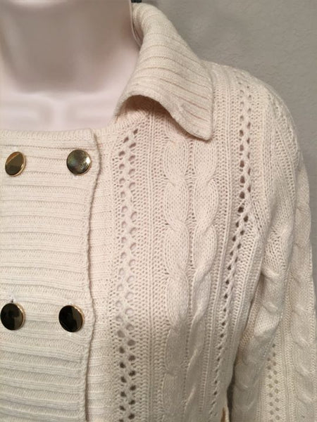 Milly XS Petite Cropped Cream Cashmere Sweater