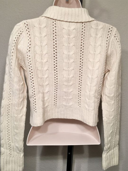 Milly XS Petite Cropped Cream Cashmere Sweater