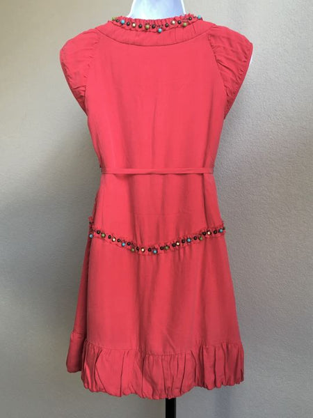 Nanette Lepore Size 0 Coral Silk Beaded Dress