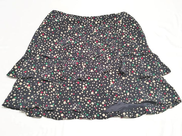 Nanette Lepore Size 0 Navy Dotted Ruffle Mini Skirt