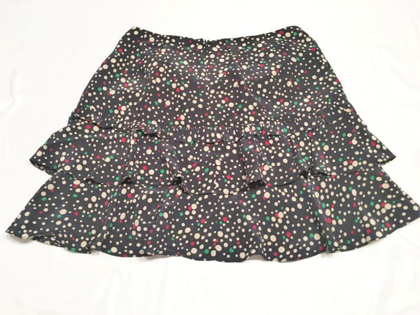 Nanette Lepore Size 0 Navy Dotted Ruffle Mini Skirt