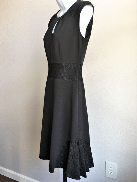 Nanette Lepore Size 4 Black Lace Trim Dress