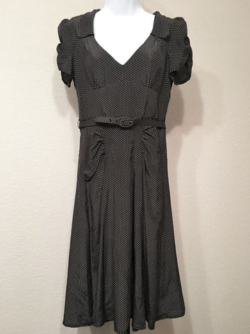 Nanette Lepore Size 4 Black Silk Polka Dot Dress