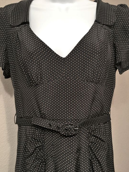 Nanette Lepore Size 4 Black Silk Polka Dot Dress