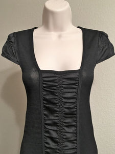 Nanette Lepore XS Small Black Knit Top Silk Trim