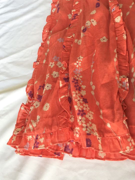 Odille Anthropologie Size 4 Coral Ruffled Floral Skirt