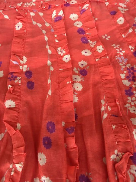 Odille Anthropologie Size 4 Coral Ruffled Floral Skirt