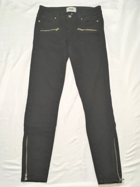 Paige Size 24" Jane Black Zipper Skinny Jeans - CLEARANCE
