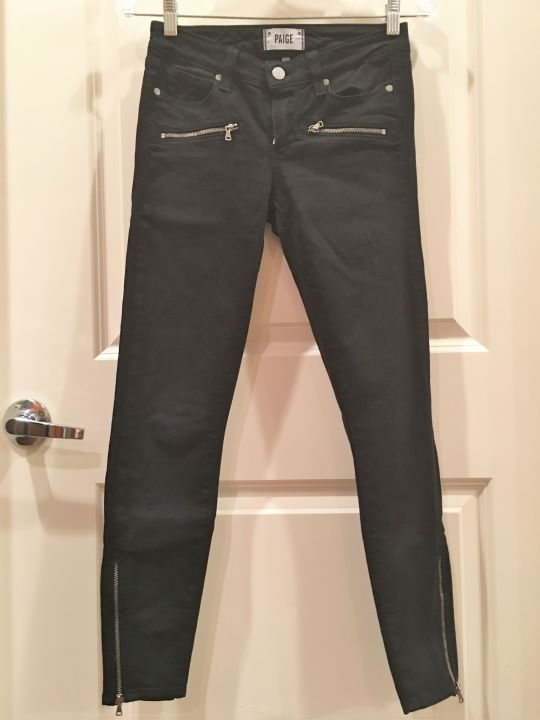 Paige Size 24" Jane Black Zipper Skinny Jeans - CLEARANCE