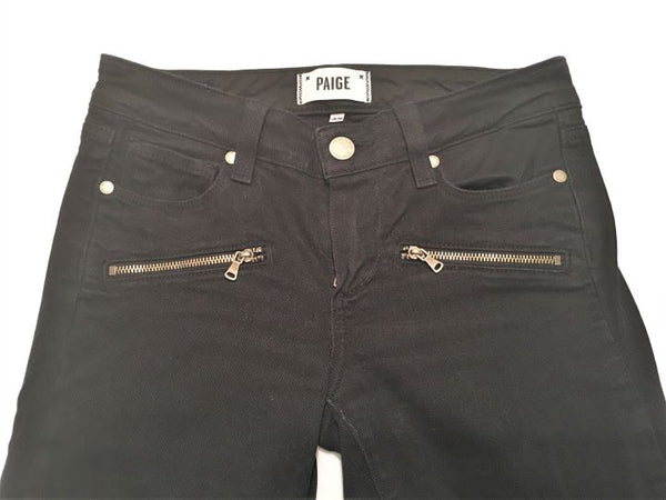 Paige Size 24" Jane Black Zipper Skinny Jeans