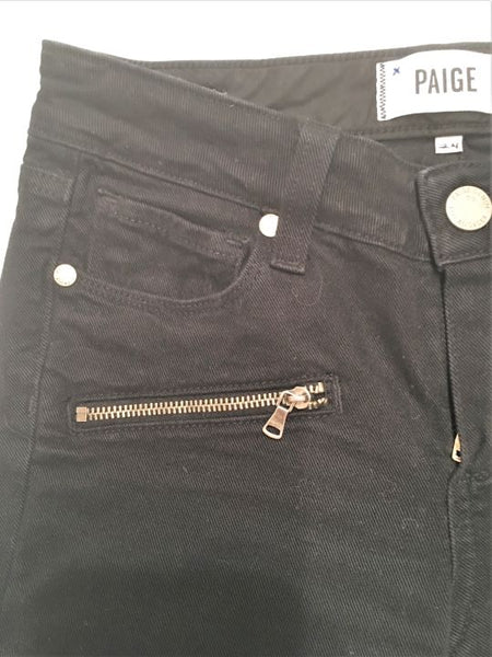 Paige Size 24" Jane Black Zipper Skinny Jeans - CLEARANCE