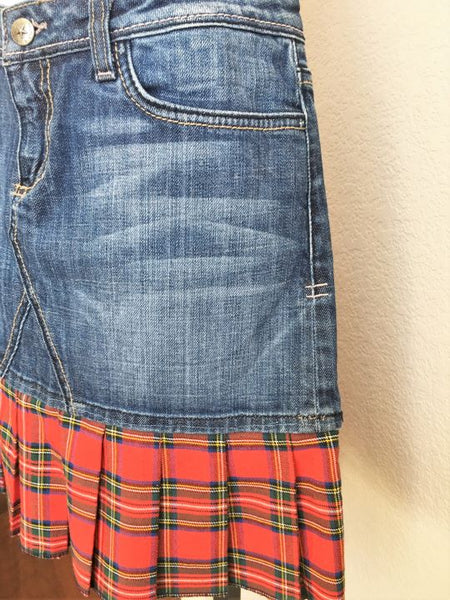 People's Liberation Size 2 Bella Denim Plaid Mini Skirt