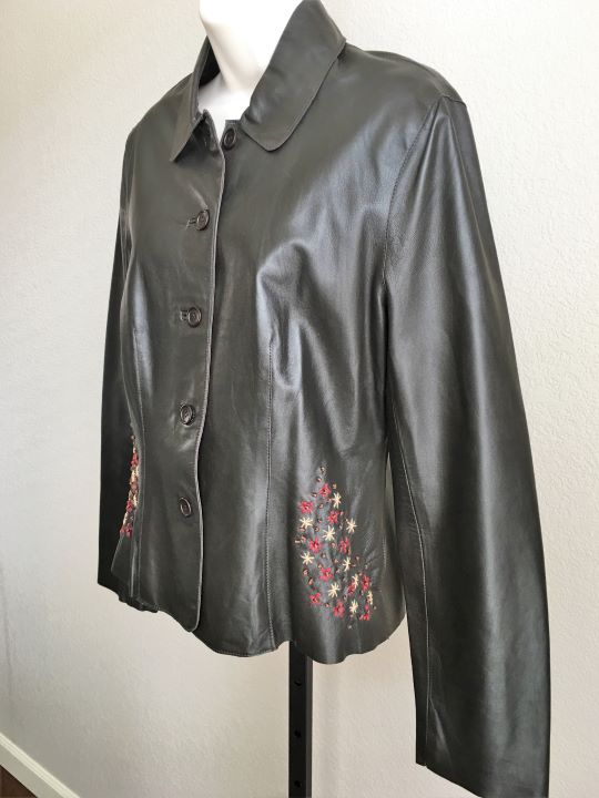 Phillippe Adec Size 8 Brown Leather Coat