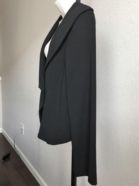 Pink Tartan Size 14 Black Double Breasted Wool Blazer