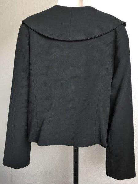 Pink Tartan Size 14 Black Double Breasted Wool Blazer - CLEARANCE