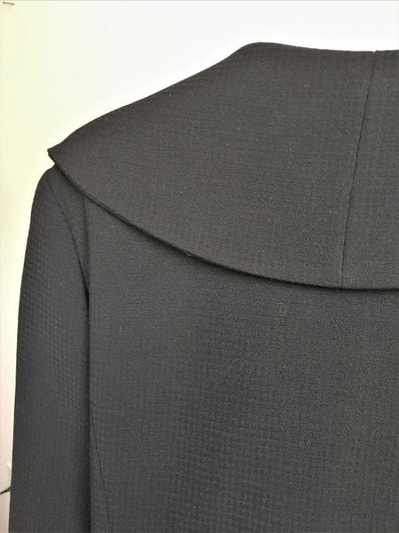 Pink Tartan Size 14 Black Double Breasted Wool Blazer