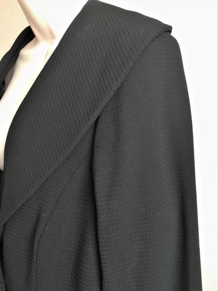 Pink Tartan Size 14 Black Double Breasted Wool Blazer