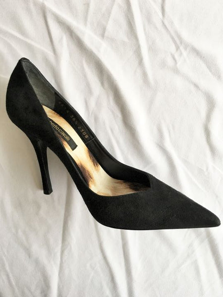 Roberto Cavalli Authentic Size 6 Black Suede Pumps