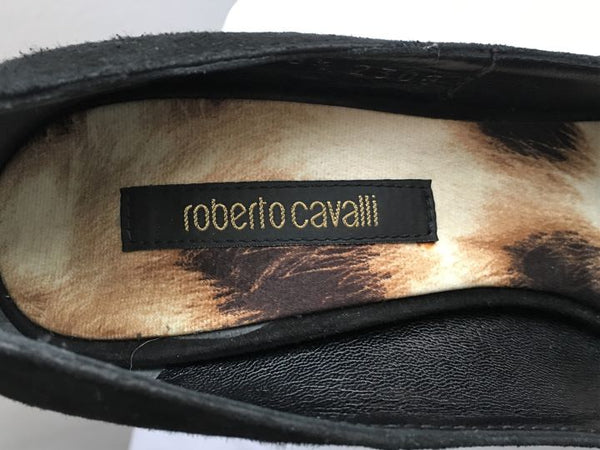 Roberto Cavalli Authentic Size 6 Black Suede Pumps