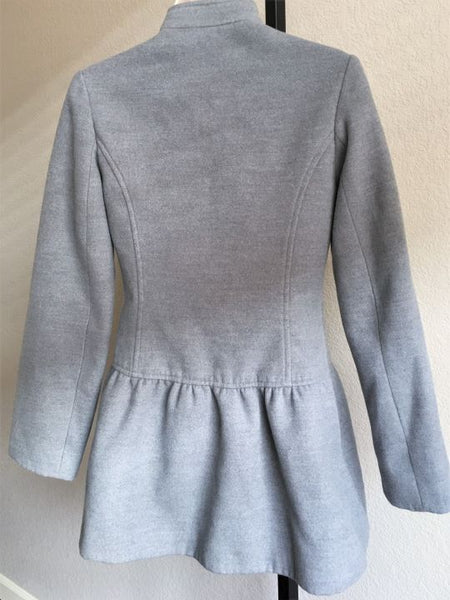 Sisley Size Small Gray Ruffle Front Coat