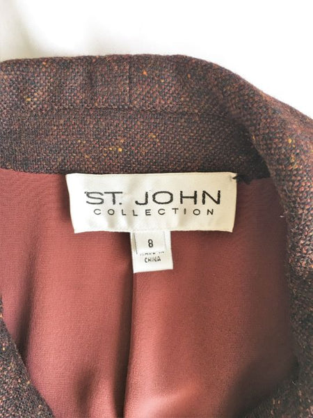 St. John Collection Size 8 Brown Tweed Coat - $1,200 RETAIL