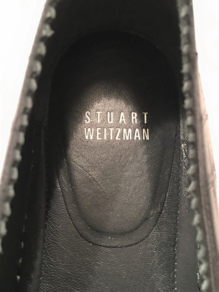 Stuart Weitzman Size 10.5 Nugget Black Leather Slip-ons