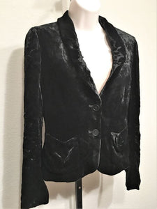 Theory Size 4 Black Crushed Velvet Blazer