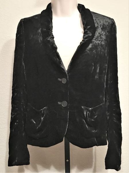 Theory Size 4 Black Crushed Velvet Blazer