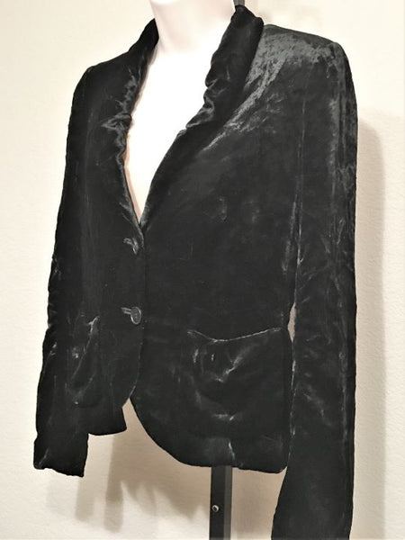 Theory Size 4 Black Crushed Velvet Blazer