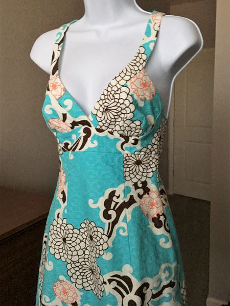 Trina Turk Size 2 Blue Floral Sundress