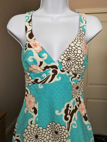 Trina Turk Size 2 Blue Floral Sundress - CLEARANCE