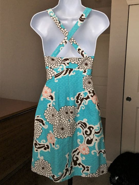 Trina Turk Size 2 Blue Floral Sundress