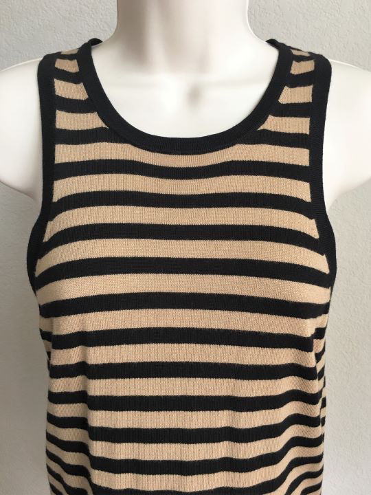 Trina Turk SMALL Black and Tan Striped Tank