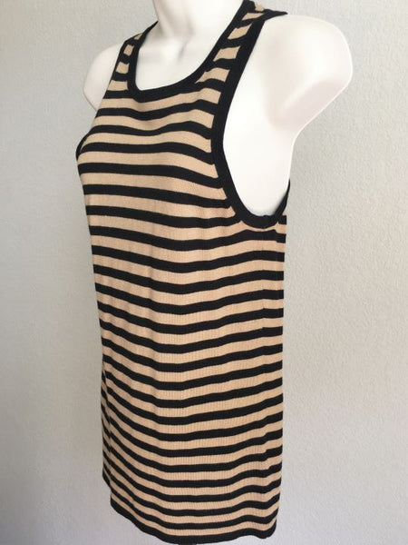 Trina Turk SMALL Black and Tan Striped Tank