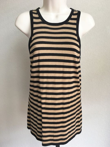 Trina Turk SMALL Black and Tan Striped Tank