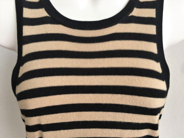 Trina Turk SMALL Black and Tan Striped Tank