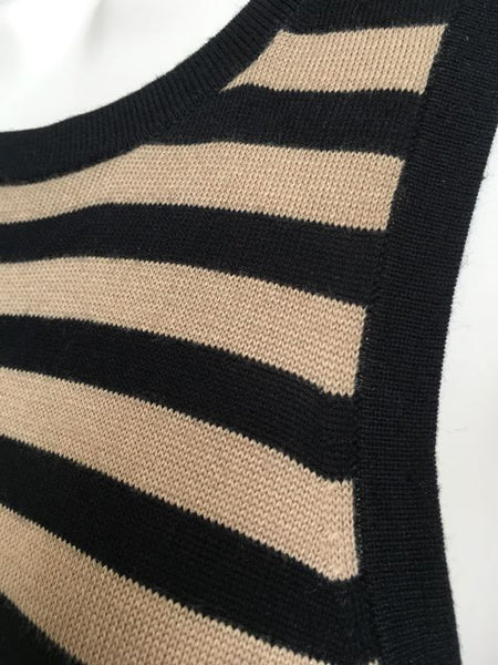 Trina Turk SMALL Black and Tan Striped Tank