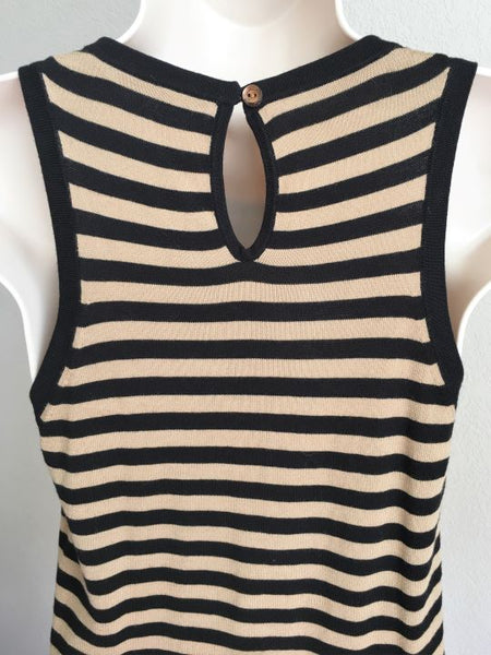 Trina Turk SMALL Black and Tan Striped Tank - CLEARANCE